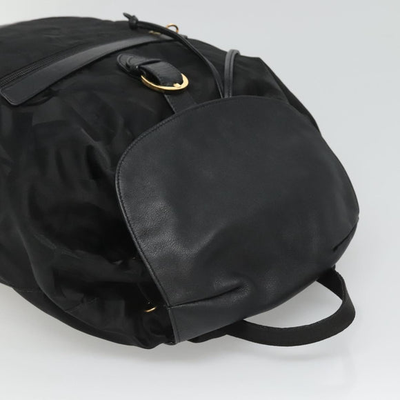 Salvatore Ferragamo Backpack Nylon Black Gold Auth 126564