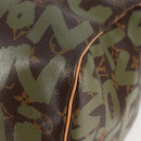 LOUIS VUITTON Monogram Graffiti Keepall 50 Boston Bag Khaki M92196 Auth 126567SM-14