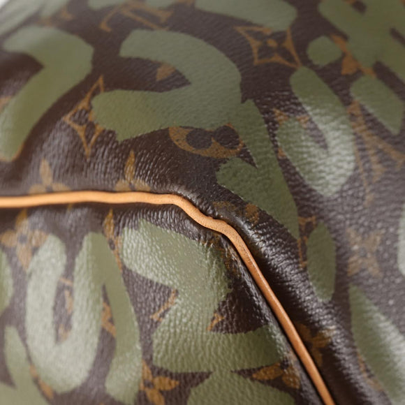 LOUIS VUITTON Monogram Graffiti Keepall 50 Boston Bag Khaki M92196 Auth 126567SM