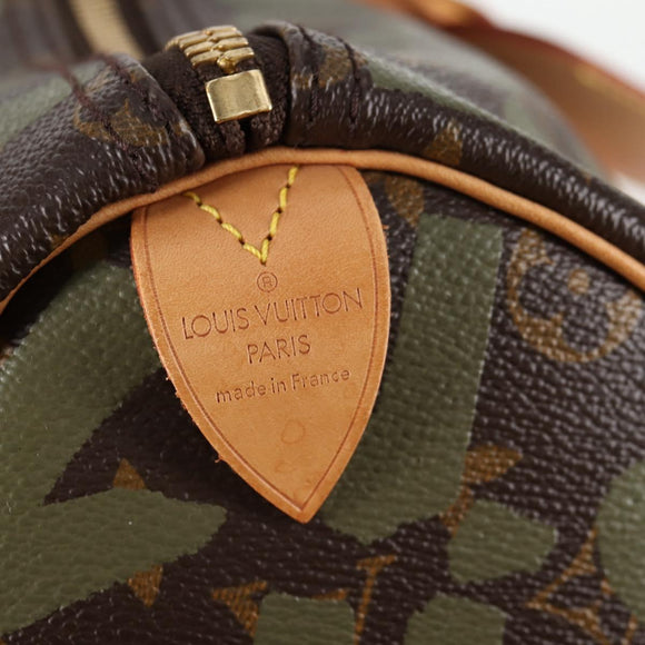 LOUIS VUITTON Monogram Graffiti Keepall 50 Boston Bag Khaki M92196 Auth 126567SM