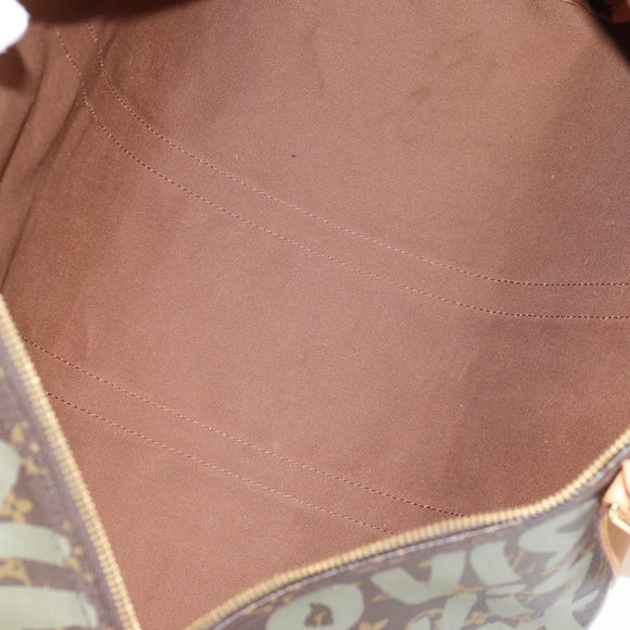 LOUIS VUITTON Monogram Graffiti Keepall 50 Boston Bag Khaki M92196 Auth 126567V