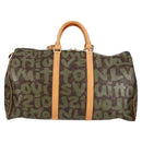 LOUIS VUITTON Monogram Graffiti Keepall 50 Boston Bag Khaki M92196 Auth 126567V-2