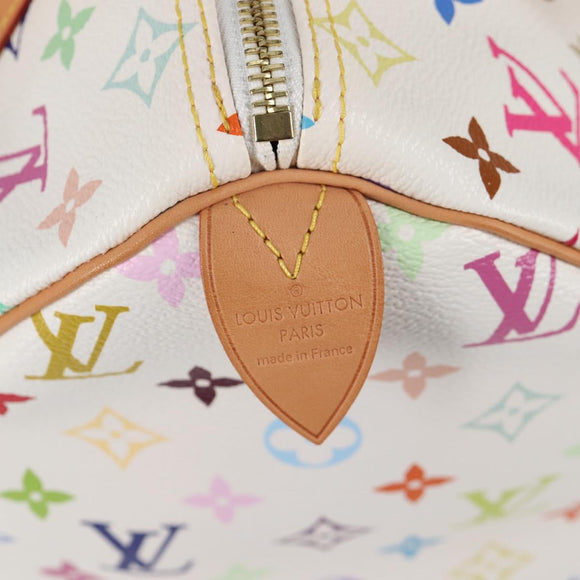 LOUIS VUITTON Monogram Multicolor Speedy 30 Hand Bag White M92643 Auth 126568V