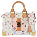 LOUIS VUITTON Monogram Multicolor Speedy 30 Hand Bag White M92643 Auth 126568V-13
