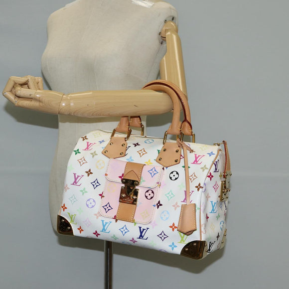 LOUIS VUITTON Monogram Multicolor Speedy 30 Hand Bag White M92643 Auth 126568V