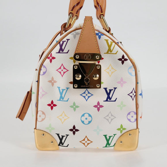 LOUIS VUITTON Monogram Multicolor Speedy 30 Hand Bag White M92643 Auth 126568V