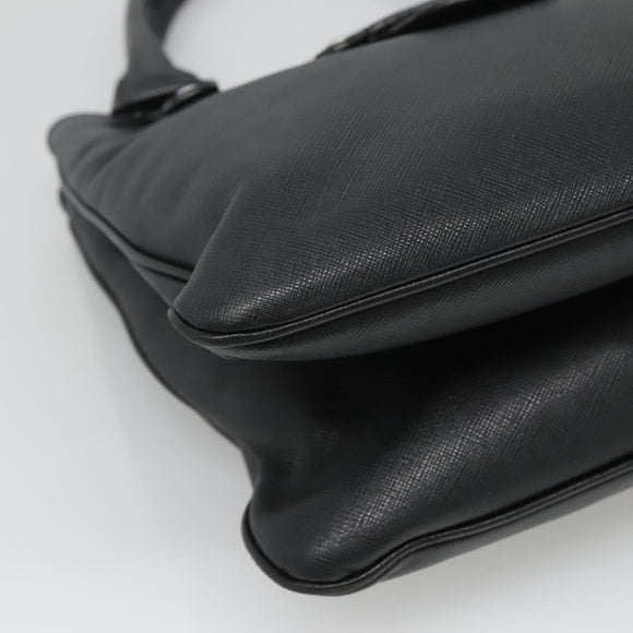 Salvatore Ferragamo Gancini Hand Bag Leather Black Silver Auth 126582