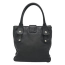 Salvatore Ferragamo Gancini Hand Bag Leather Black Silver Auth 126582-2