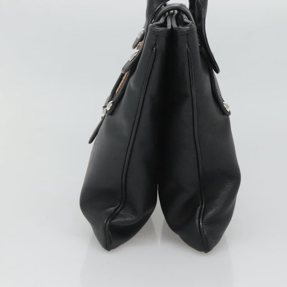 Salvatore Ferragamo Gancini Hand Bag Leather Black Silver Auth 126582