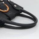 Salvatore Ferragamo Gancini Hand Bag Leather Black Silver Auth 126582-7