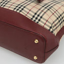 BURBERRY Nova Check Tote Bag Canvas Beige Red gold Auth 126583-15