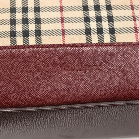 BURBERRY Nova Check Tote Bag Canvas Beige Red gold Auth 126583