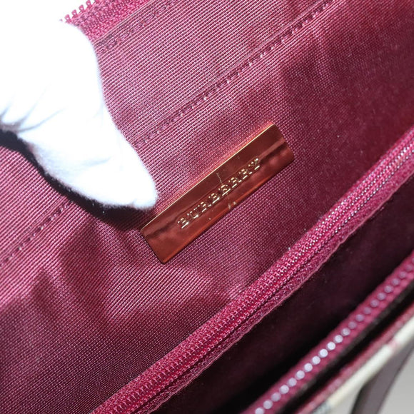 BURBERRY Nova Check Tote Bag Canvas Beige Red gold Auth 126583