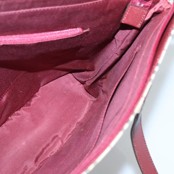 BURBERRY Nova Check Tote Bag Canvas Beige Red gold Auth 126583