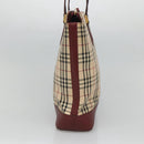 BURBERRY Nova Check Tote Bag Canvas Beige Red gold Auth 126583-3