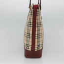 BURBERRY Nova Check Tote Bag Canvas Beige Red gold Auth 126583-4
