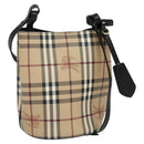 BURBERRY Nova Check Shoulder Bag PVC Beige Gold Auth 126584-1