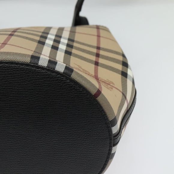 BURBERRY Nova Check Shoulder Bag PVC Beige Gold Auth 126584