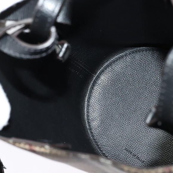 BURBERRY Nova Check Shoulder Bag PVC Beige Gold Auth 126584