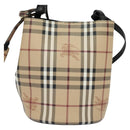BURBERRY Nova Check Shoulder Bag PVC Beige Gold Auth 126584-3