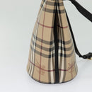 BURBERRY Nova Check Shoulder Bag PVC Beige Gold Auth 126584-4