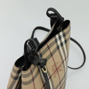 BURBERRY Nova Check Shoulder Bag PVC Beige Gold Auth 126584-6