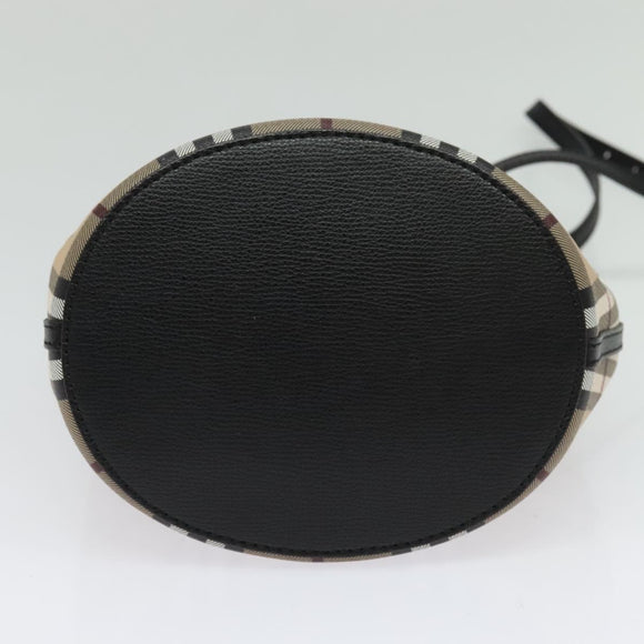 BURBERRY Nova Check Shoulder Bag PVC Beige Gold Auth 126584