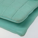 CHANEL Chain Choco Bar Shoulder Bag Lamb Skin Light Blue Silver CC Auth 126604-10