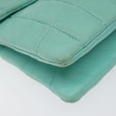 CHANEL Chain Choco Bar Shoulder Bag Lamb Skin Light Blue Silver CC Auth 126604-11