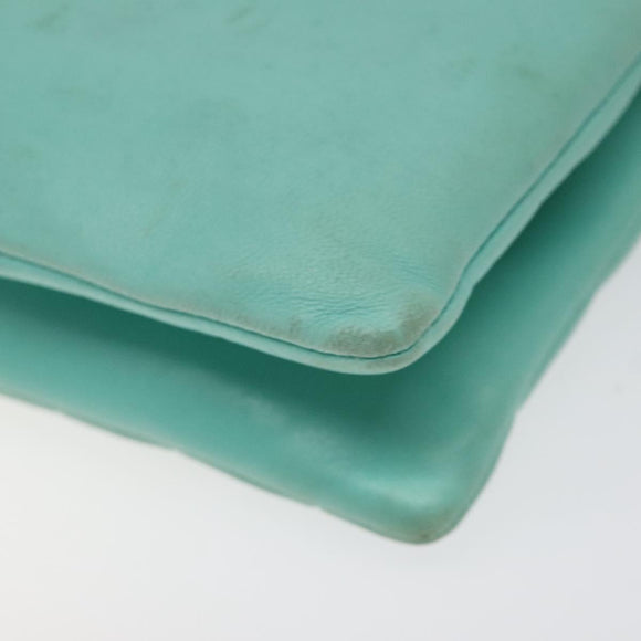 CHANEL Chain Choco Bar Shoulder Bag Lamb Skin Light Blue Silver CC Auth 126604