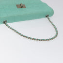 CHANEL Chain Choco Bar Shoulder Bag Lamb Skin Light Blue Silver CC Auth 126604-7