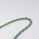 CHANEL Chain Choco Bar Shoulder Bag Lamb Skin Light Blue Silver CC Auth 126604-8