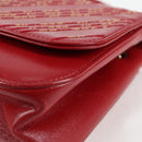 CHANEL Chain V Stitch Shoulder Bag Lamb Skin Red Gold CC Auth 126605M-11