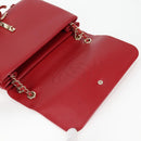 CHANEL Chain V Stitch Shoulder Bag Lamb Skin Red Gold CC Auth 126605M-17