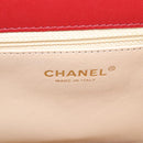 CHANEL Chain V Stitch Shoulder Bag Lamb Skin Red Gold CC Auth 126605SM-21