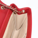 CHANEL Chain V Stitch Shoulder Bag Lamb Skin Red Gold CC Auth 126605SM-22