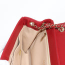 CHANEL Chain V Stitch Shoulder Bag Lamb Skin Red Gold CC Auth 126605SM-23