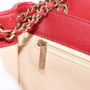 CHANEL Chain V Stitch Shoulder Bag Lamb Skin Red Gold CC Auth 126605M-22