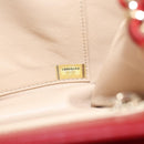 CHANEL Chain V Stitch Shoulder Bag Lamb Skin Red Gold CC Auth 126605SM-11