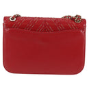 CHANEL Chain V Stitch Shoulder Bag Lamb Skin Red Gold CC Auth 126605SM-2