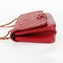 CHANEL Chain V Stitch Shoulder Bag Lamb Skin Red Gold CC Auth 126605SM-3