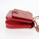 CHANEL Chain V Stitch Shoulder Bag Lamb Skin Red Gold CC Auth 126605M-5
