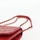CHANEL Chain V Stitch Shoulder Bag Lamb Skin Red Gold CC Auth 126605SM-14