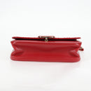CHANEL Chain V Stitch Shoulder Bag Lamb Skin Red Gold CC Auth 126605M-9