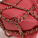 CHANEL Chain Shoulder Bag Lamb Skin Pink Gold CC Auth 126608M-16
