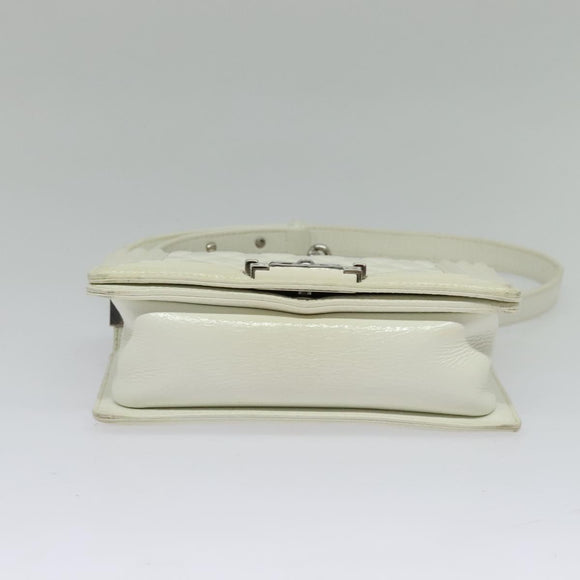 CHANEL Chain Matelasse Boy Chanel Shoulder Bag Enamel White CC Auth 126609