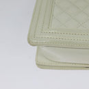 CHANEL Chain Matelasse Boy Chanel Shoulder Bag Enamel White CC Auth 126609-13