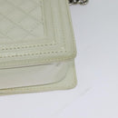 CHANEL Chain Matelasse Boy Chanel Shoulder Bag Enamel White CC Auth 126609-14