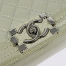 CHANEL Chain Matelasse Boy Chanel Shoulder Bag Enamel White CC Auth 126609-15