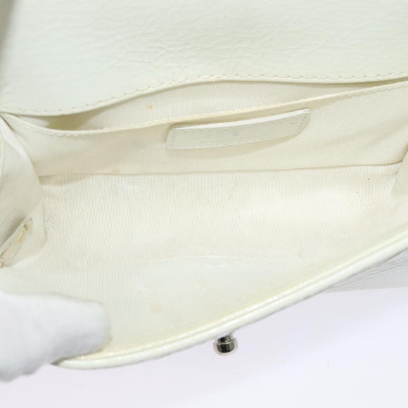 CHANEL Chain Matelasse Boy Chanel Shoulder Bag Enamel White CC Auth 126609